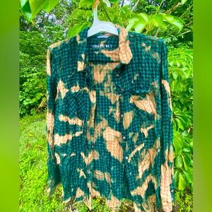 Urban Blue Bleached Green Flannel Jacket